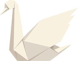 Origami swan bird with folded paper details in minimal flat design style elegant illustration vector