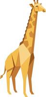 Tall giraffe with geometric shapes and warm colors in flat design style standing calm illustration vector