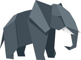 Geometric elephant in low poly minimal style standing calmly flat art vector