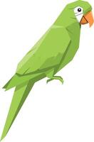 Green parrot perched with geometric shapes minimal design flat style bright colors art vector