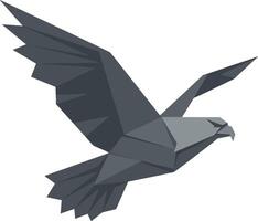 Grey eagle in flight with open wings detailed polygonal flat design illustration vector