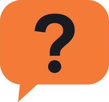 Orange speech bubble with black question mark minimal flat design digital illustration vector