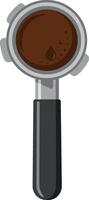 Portafilter with ground coffee in flat minimal style top view illustration vector