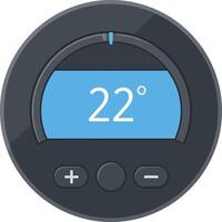 Digital thermostat control with temperature display in flat design minimal illustration vector