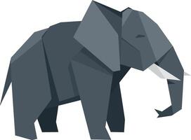 Gray elephant standing with folded ears in geometric low poly minimal style art vector