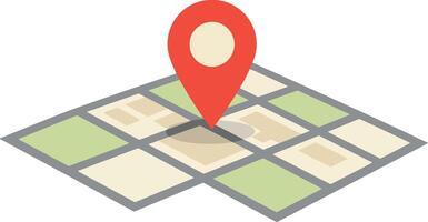 Location marker on simplified flat city map with grid blocks and muted colors illustration vector