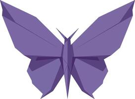 Purple geometric butterfly with angular wings in flat minimalist design art vector