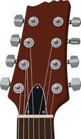 Brown twelve-string acoustic guitar headstock with tuning pegs and strings flat design illustration vector