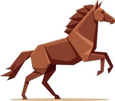 Brown horse rearing in geometric polygonal style with flat shades and angular shapes art vector