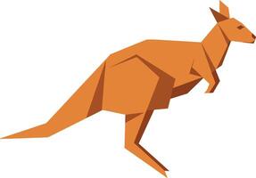 Orange kangaroo in low poly geometric style isolated on white background flat minimal illustration vector