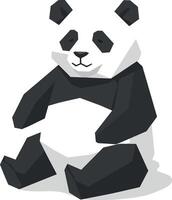 Sitting panda bear with geometric shapes and flat minimal black and white design illustration vector