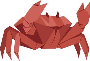 Red geometric crab with sharp angular shapes in minimal flat design illustration vector