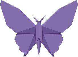 Purple geometric butterfly with angular wings in minimal flat design illustration vector
