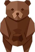 Brown bear cub standing facing forward in minimal geometric flat style illustration vector