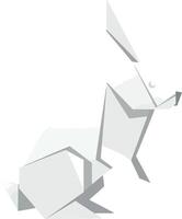 Minimal white geometric rabbit sitting quietly in abstract flat design style illustration vector