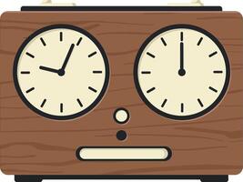 Vintage wooden chess clock with dual round faces and simple flat design illustration vector