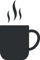 Hot coffee cup with steam rising in simple flat black minimal design art vector