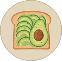 Avocado toast with sliced ripe avocado on toasted bread minimalist flat illustration vector