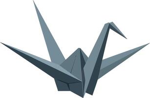Origami crane in minimalist style with sharp folds and muted blue tones flat illustration vector