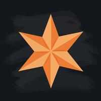 Orange eight-pointed geometric star shape with sharp edges flat design art vector