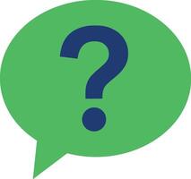 Green speech bubble with dark blue question mark flat design symbol illustration vector