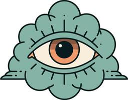 Abstract single eye with decorative petal shapes in minimal flat style illustration vector