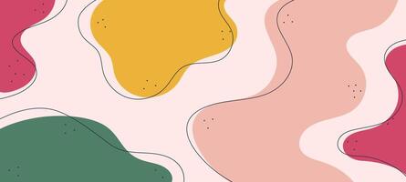 Flat abstract wallpaper, decorative art and banner. illustration of an abstract background with colorful spots and lines. vector