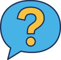 Question mark symbol inside blue speech bubble flat minimal design illustration vector