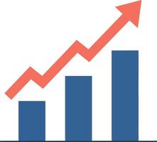 Business growth chart with upward arrow in flat style showing progress illustration vector
