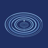 Water droplet causing ripple effect with concentric circles in minimal flat style illustration vector