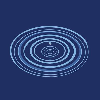 Water droplet causing ripple effect with concentric circles in minimal flat style illustration
