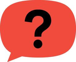 Red speech bubble with black question mark minimal design flat style illustration vector