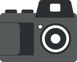 Vintage camera with simple shapes flat minimal design black and grey illustration vector