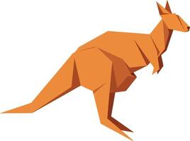 Orange kangaroo in geometric low poly style standing profile minimal flat illustration vector