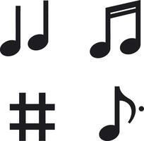 Music notes and sharp symbol simple black flat design icons set illustration vector