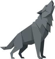 Grey wolf standing howling with geometric shapes and low poly design style illustration vector