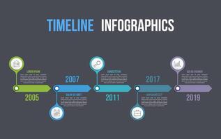 Timeline with icons, 5 elements, infographic template for web, business, presentations vector