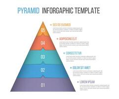 Pyramid infographic template with five elements with arrows vector