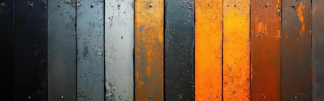 A row of wooden planks with different colors photo