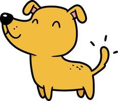 Happy small yellow dog with wagging tail in simple minimal flat style illustration vector