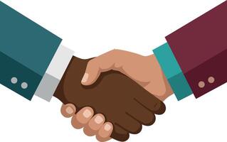 Diverse hands shaking in agreement flat design collaboration and partnership art vector