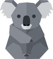 Koala sitting front view in geometric minimal style with gray tones flat illustration vector