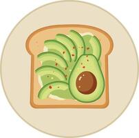 Avocado slices arranged on toasted bread with seasoning in flat minimal illustration vector