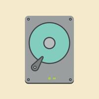 Hard disk drive flat design with teal disk and grey casing digital storage illustration vector