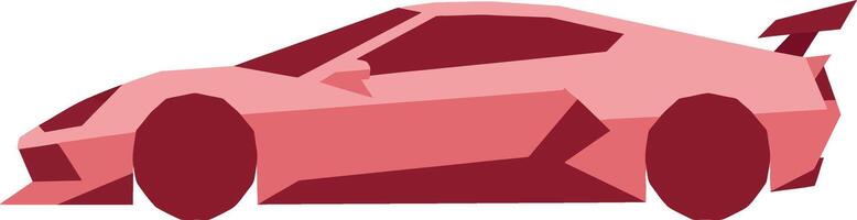 Red sports car with sleek angular design in minimal flat style illustration vector