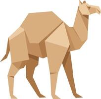 Camel animal standing with geometric shapes in minimal flat design style illustration vector