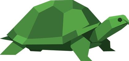 Green turtle animal with polygonal shell and limbs in flat geometric style illustration vector