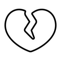 Simple Broken Heart outline icon. The icon can be used for websites, print templates, presentation templates, illustrations, etc vector