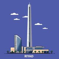 Riyadh modern skyscraper and urban buildings with palm trees flat design illustration vector