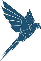 Geometric bird in flight with angular wings and tail minimal flat design art vector